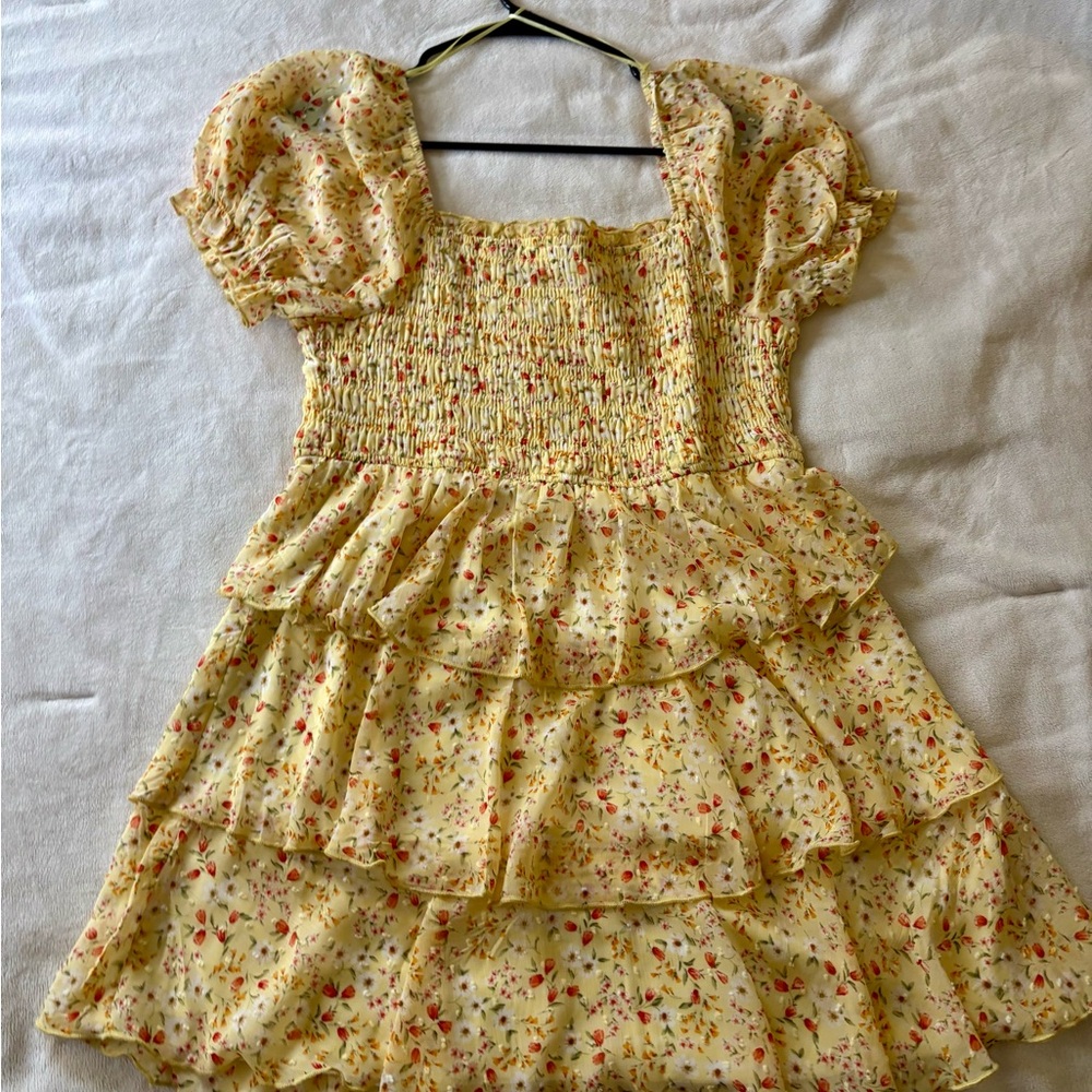 Francesca's Collections Yellow Floral Dress